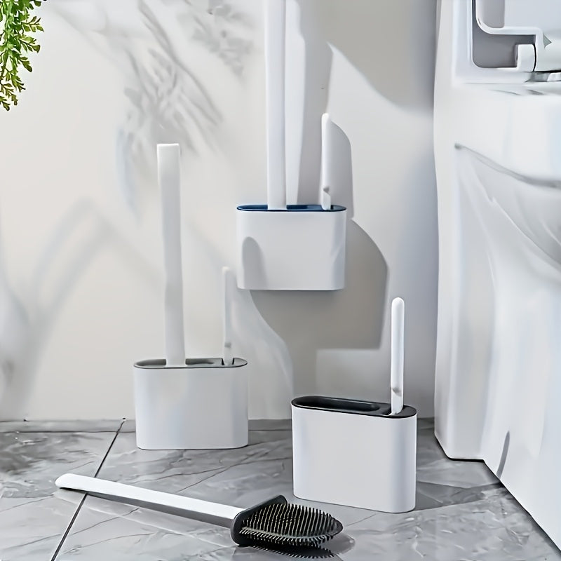Wall-Mounted Toilet Brush Set with Leak-Resistant, Odor-Neutralizing Plastic