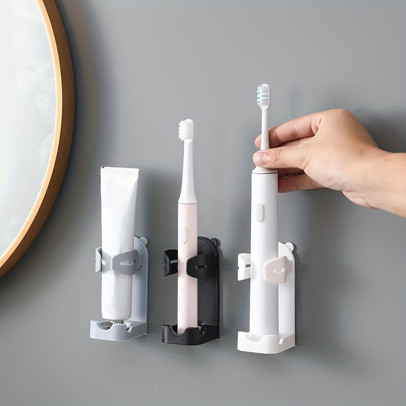 Soporte de pared para rasuradora y cepillo de dientes, estante de almacenamiento, negro, organizador de baño