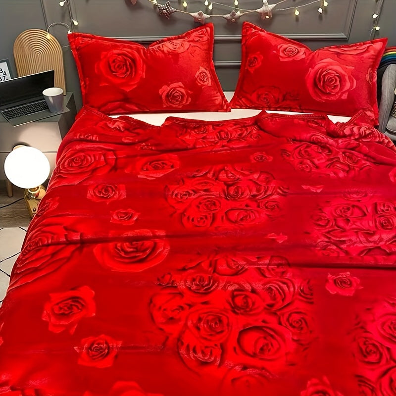 Red Flannel Throw Blanket Plush Snug for Sofa Bed and Winter Use