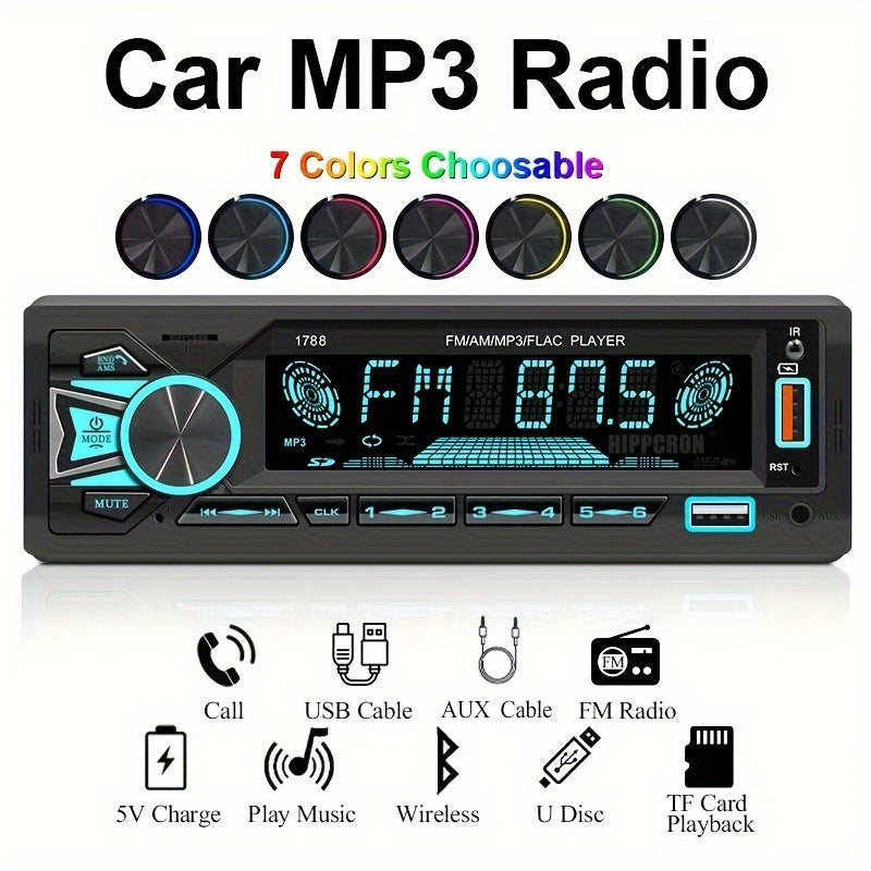 1Din Car Stereo MP3 Player 4 Inch Screen FM Receiver AUX USB TF Input