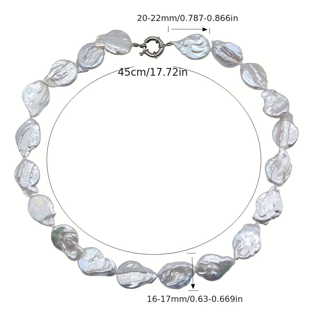 Women's Baroque Pearl Necklace Natural White Freshwater Irregular Teardrop Jewelry