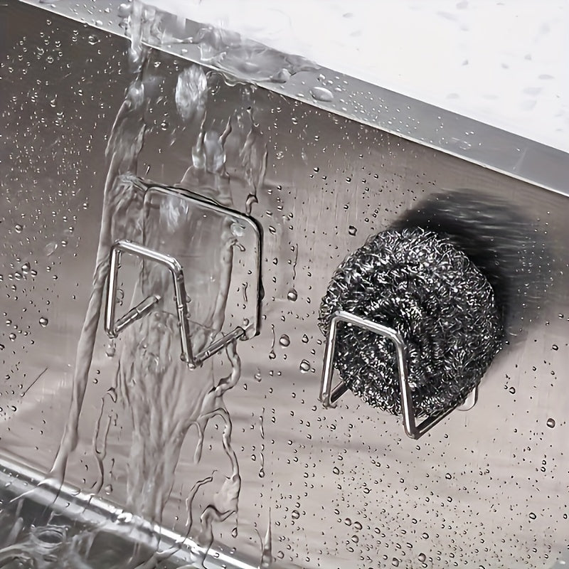 Organizador de fregadero de acero inoxidable para pared para cocina y baño con ganchos