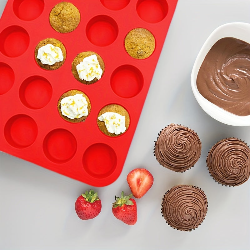 Silicone Baking Mold 24-Cavity Round for Cupcakes Muffins Puddings