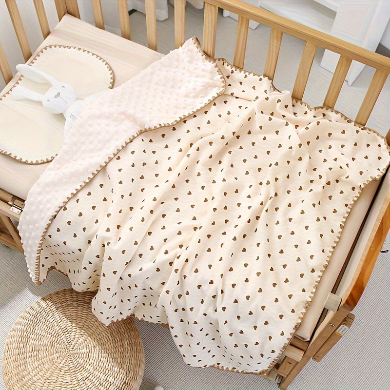 Baby Blanket for Infants 0-3 Years Knit Fabric Cartoon Bean Pattern Khaki Floral All-Season