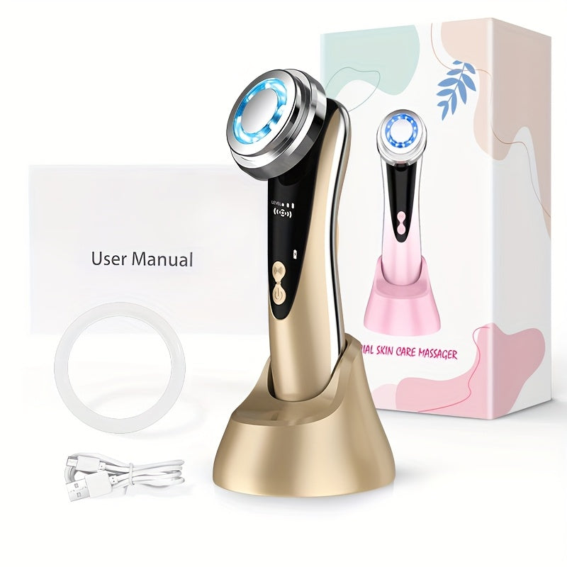 Portable Black Facial and Neck Massager with Heating and USB Charging