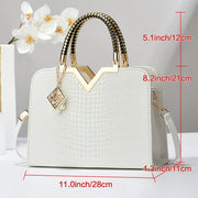 Women's Large Capacity Glossy PU Handbag with Crossbody Strap for Casual and Formal Use