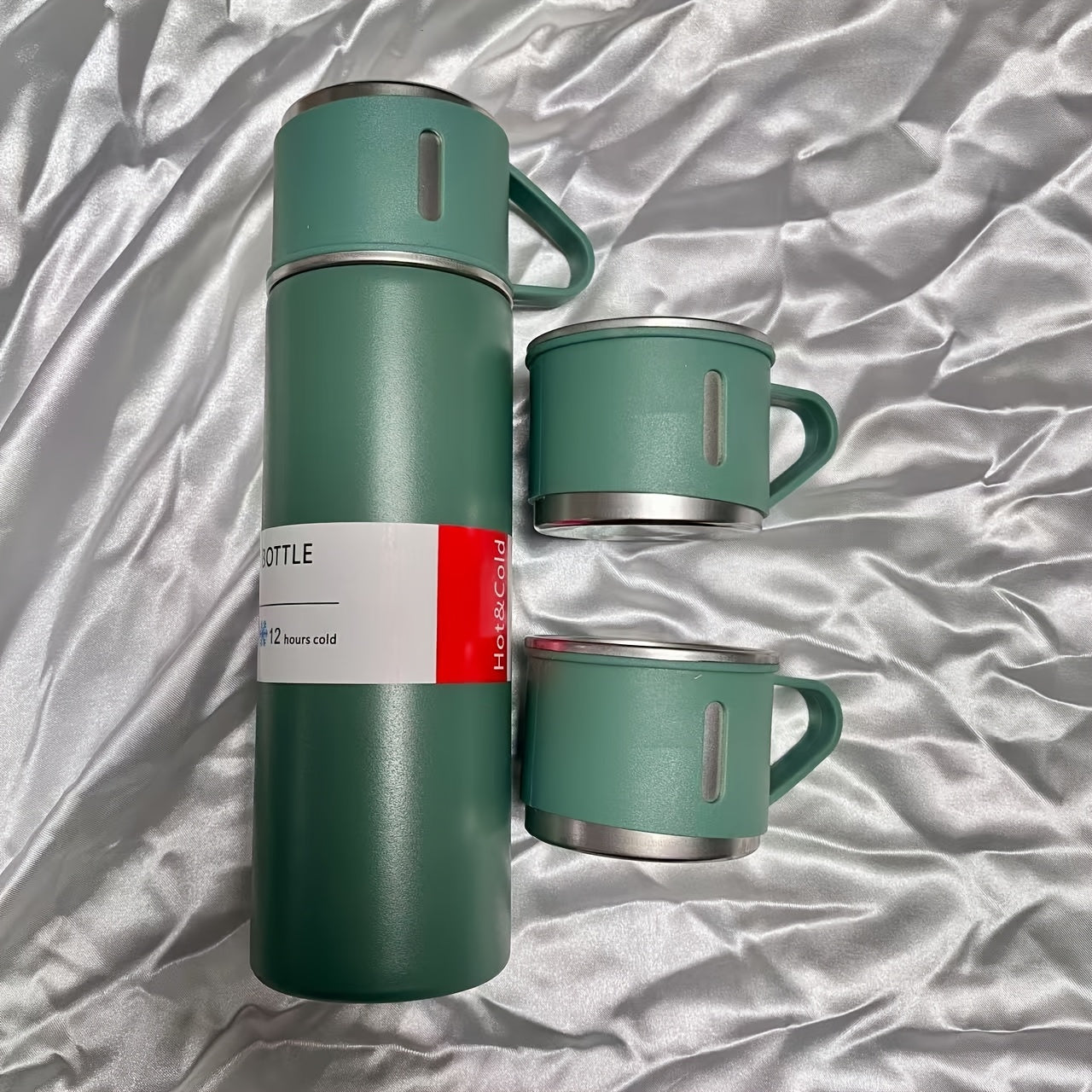 440ml Stainless Steel Vacuum Bottle with 2 Lids for Hot Cold Beverages