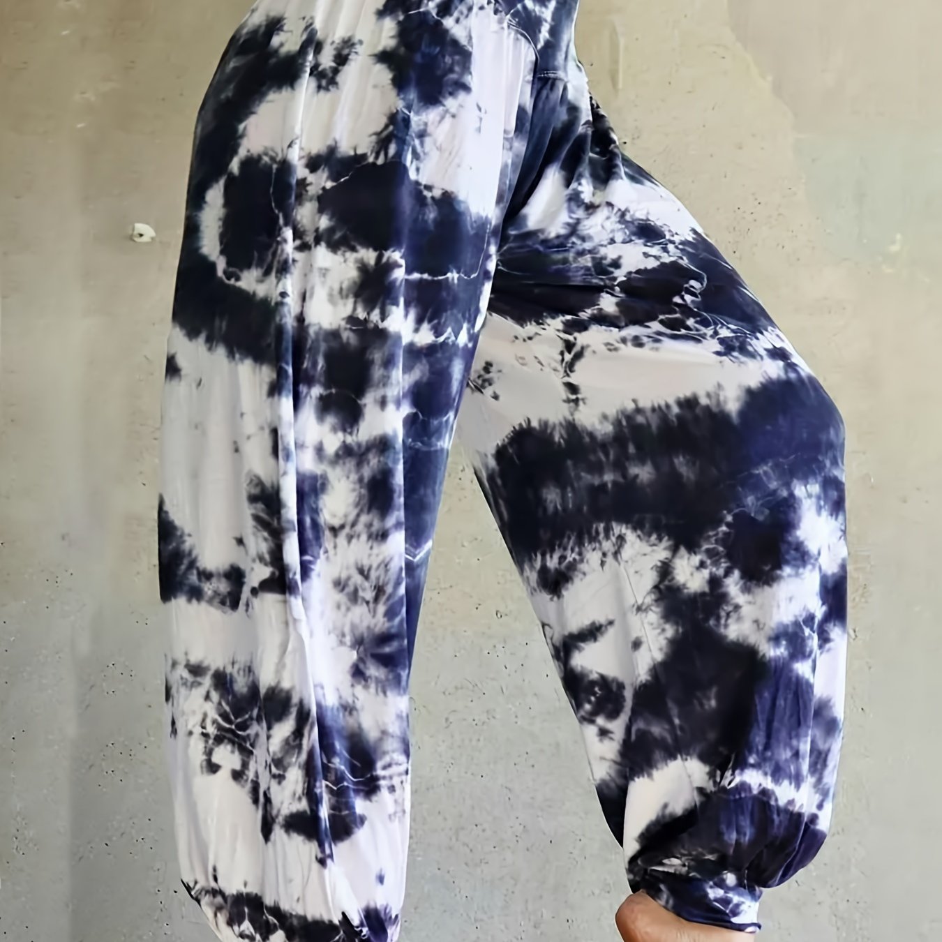 Pantalones joggers de talla grande con estampado tie dye, pantalones casual de cintura elástica para primavera y verano, mujer