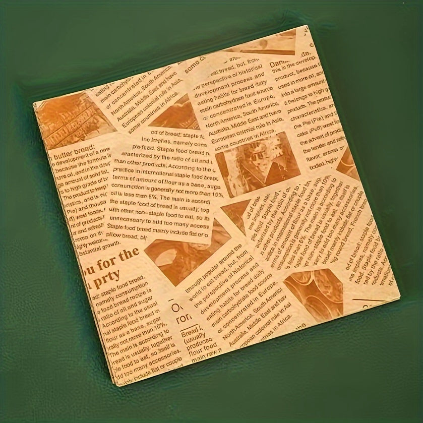 Set of 50 Oil-Resistant Greaseproof Food Wrapping Sheets for Sandwiches and Burgers