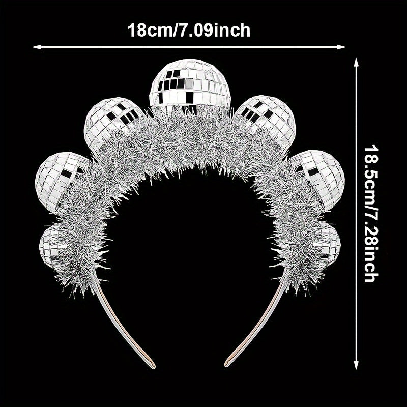 Rhinestone Glitter Disco Ball Headband for Christmas and New Year Festival Party