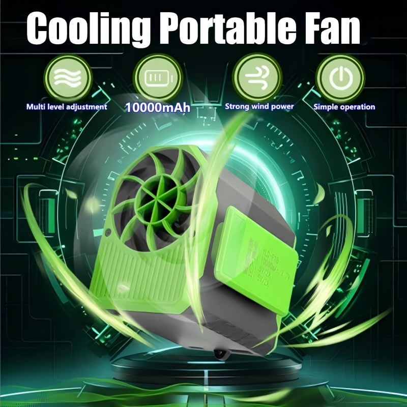 Portable fan with power bank 4-speed 8000RPM 10000mAh up to 22h outdoor travel fishing USB