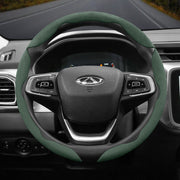 2PC Set Winter Velvet Anti-Slip Ultra-Thin Steering Wheel Cover Black Green Red Orange Brown