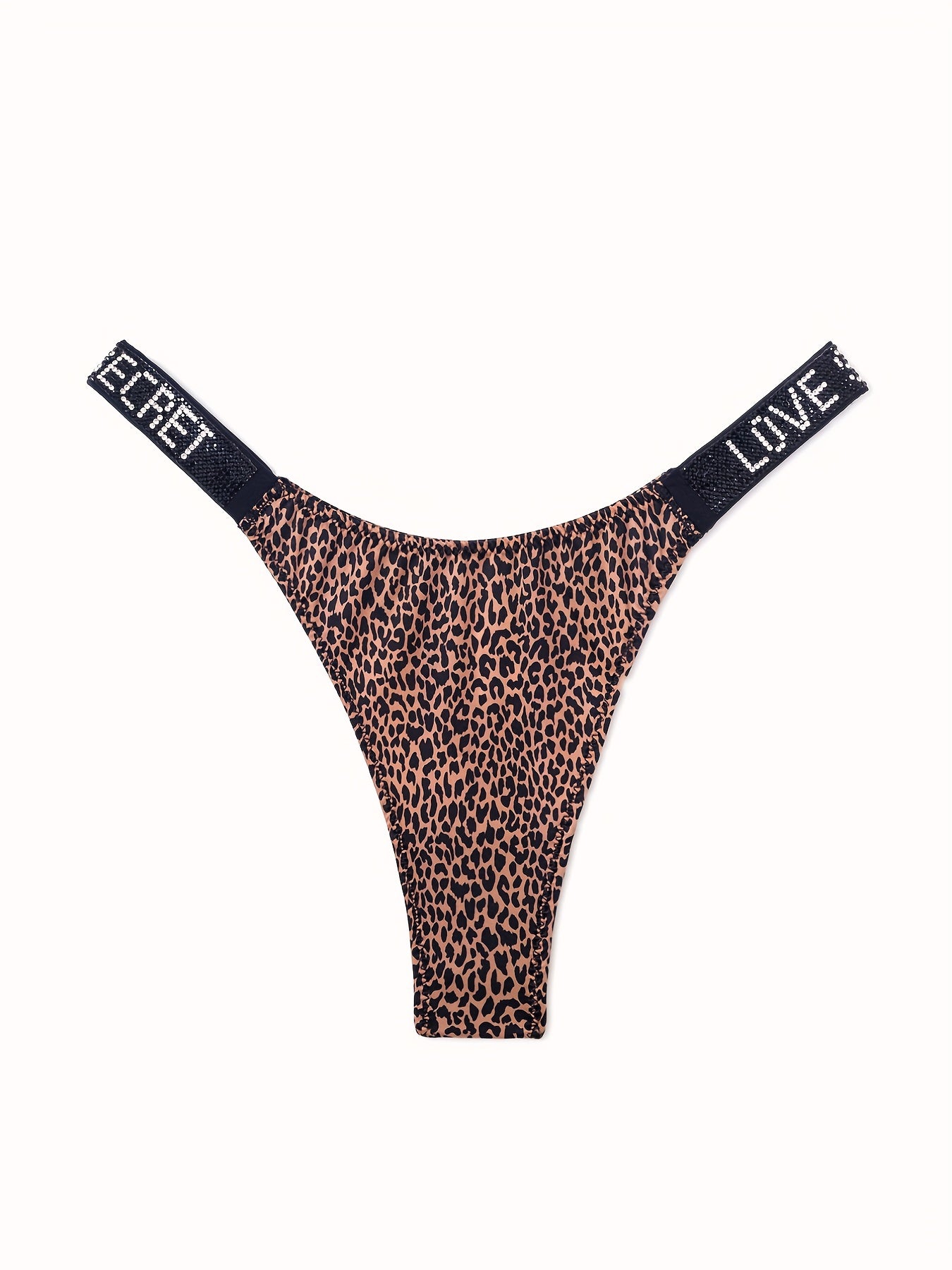 Women's Rhinestone Letter Thongs Low Waist Sports Lingerie Set 6 Pieces