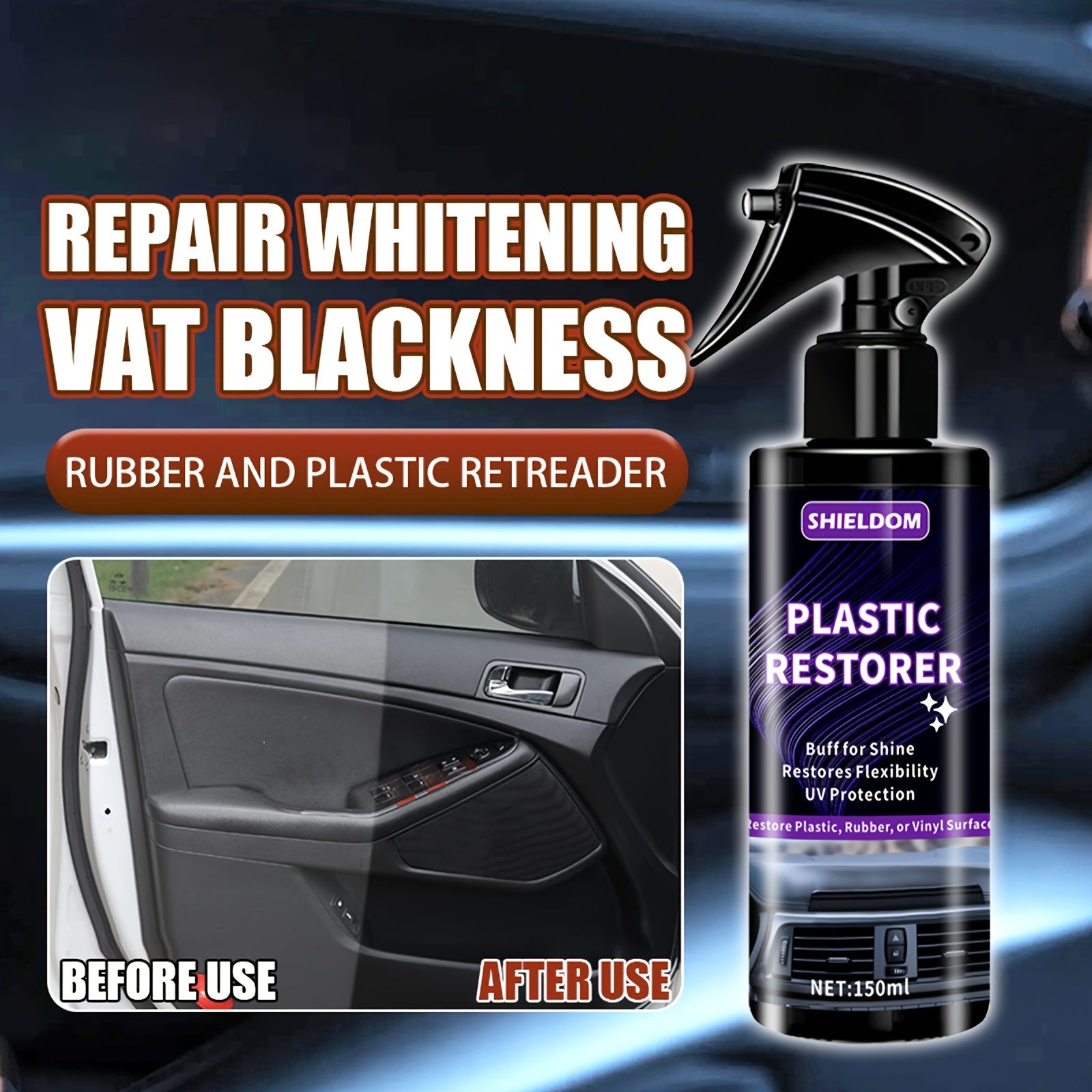 Spray restaurador de plástico para limpieza de tableros y asientos de coche 5oz