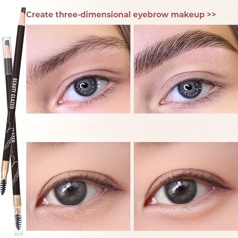 Lápiz de cejas a prueba de agua de larga duración para todo tipo de piel, diseño de doble punta