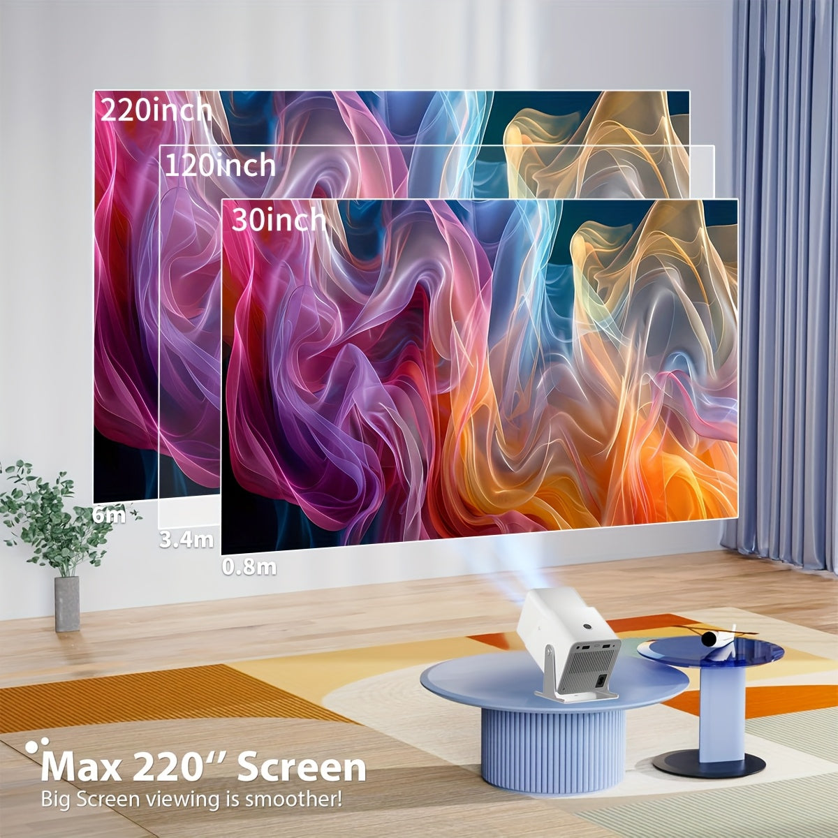 Mini Portable 4K Wi-Fi Projector with 260ANSI Brightness, 180° Rotation