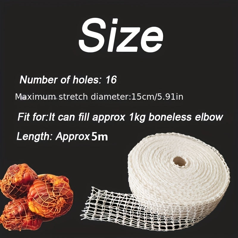 Rollo de red para carne de 5 metros, red elástica para jamón y embutidos, cuerda de carnicero, herramienta de cocina