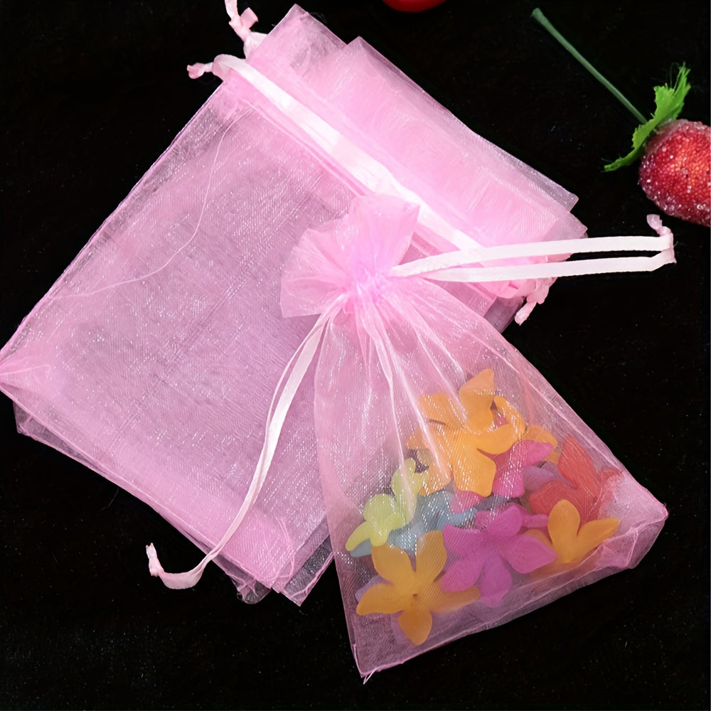 Набор из 50 розовых органзовых подарочных мешков с шнурком для украшений и подарков