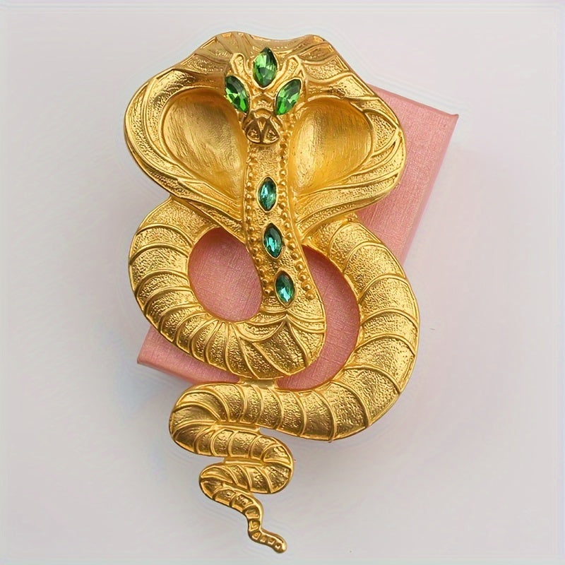 Vintage Egyptian Cobra Brooch with Water Drill Accents for Women's Jewelry