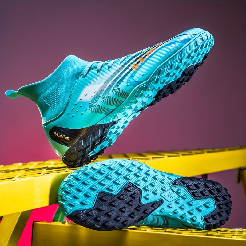 Мужские высокие футбольные бутсы противоскользящие с амортизацией, дышащая сетка, всесезонные