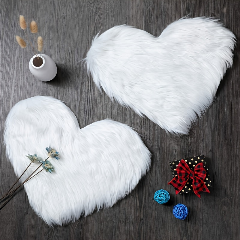 Set of 2 Heart-Shaped Faux Wool Carpets for Dresser and Home Decor