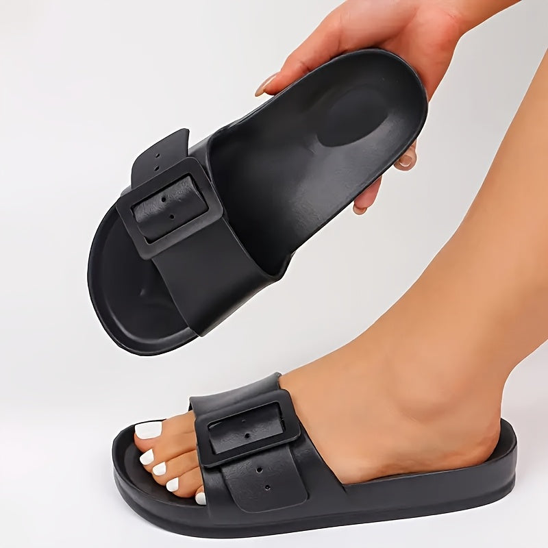 Women's EVA Slide Sandals Open-Toe Beach Shoes Pink Casual Flats