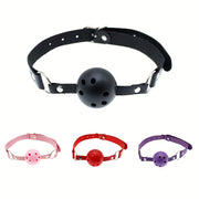 Adult Unisex Red Bondage Ball Gag Hollow Out Round Mouth BDSM Toy