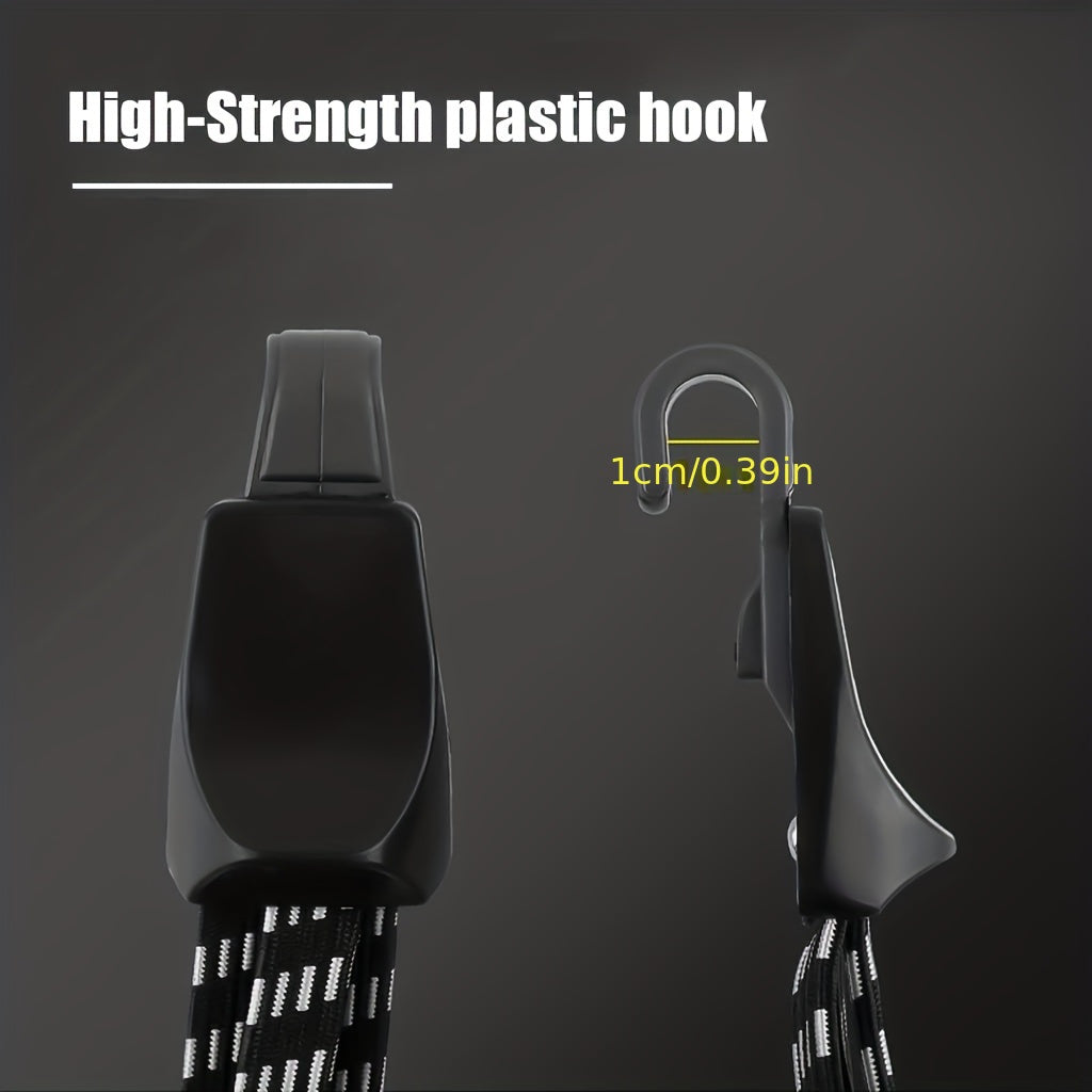 Correa de equipaje para bicicleta ajustable de uso pesado, cuerda elástica tipo bungee, negra