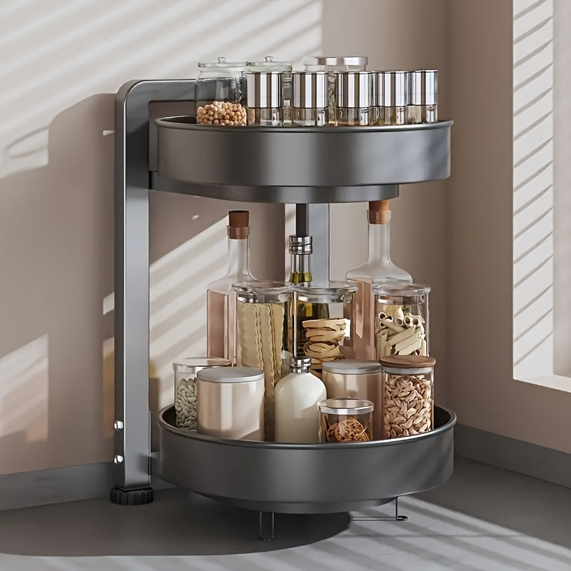 Lazy Susan Spice Rack Revolving Organizer for Oil Salt Sauce Vinegar Kitchen Countertop Storage