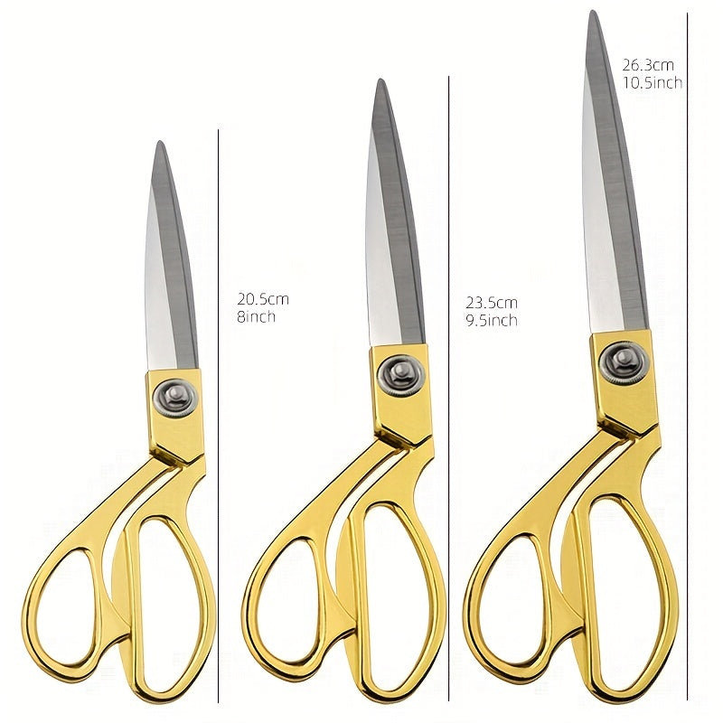 Stainless Steel Tailor Scissors with Gold-Tone Alloy Handle for Sewing Craft Office Home Use