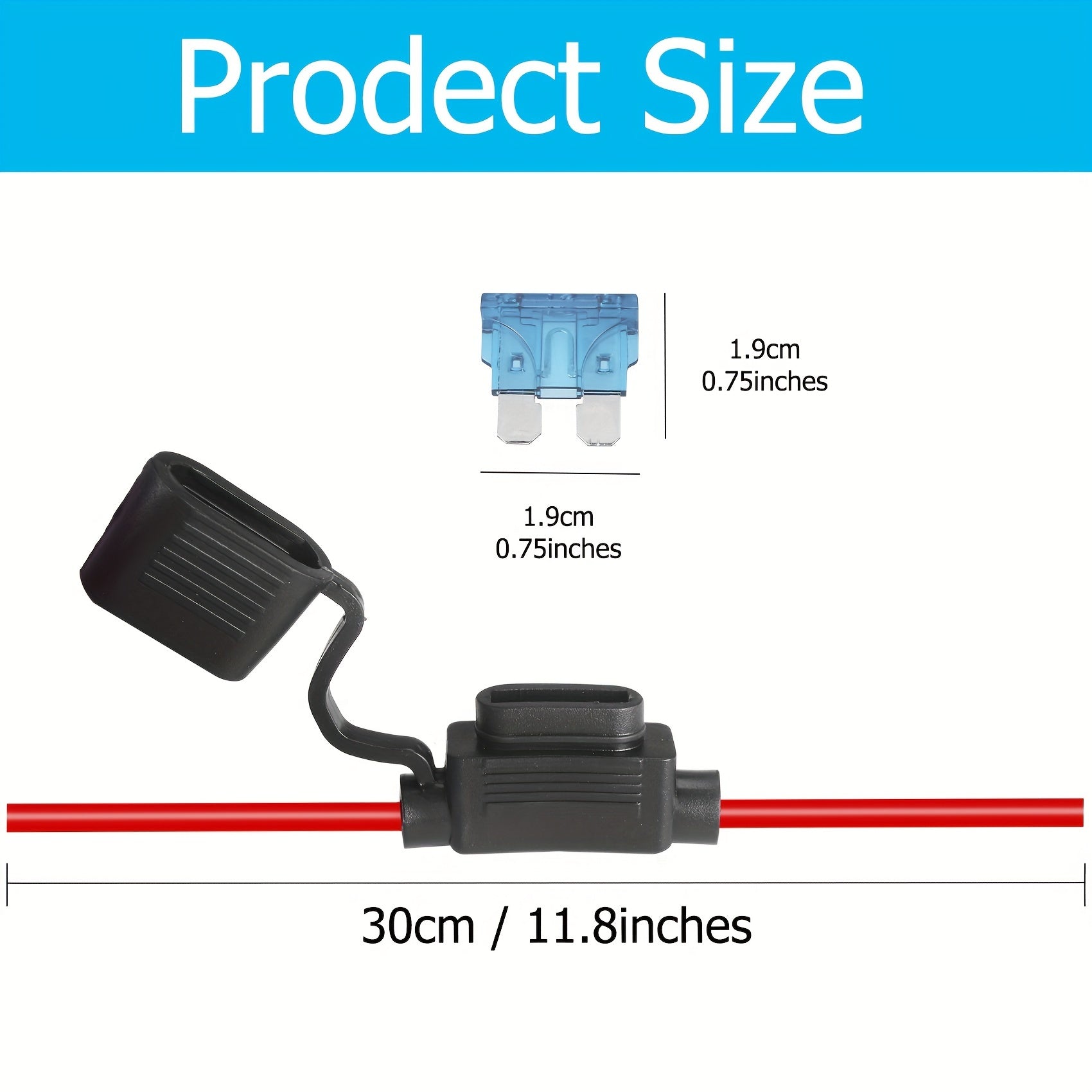 Portafusible en línea 14 AWG 12V 15A conector de cable de fusible de hoja