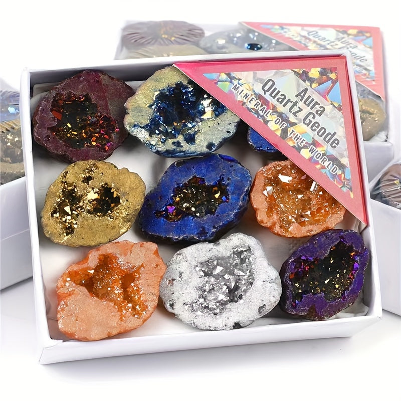 Natural Agate Cave Gift Box with Irregular Gems for Home Decor Jewelry Crafting