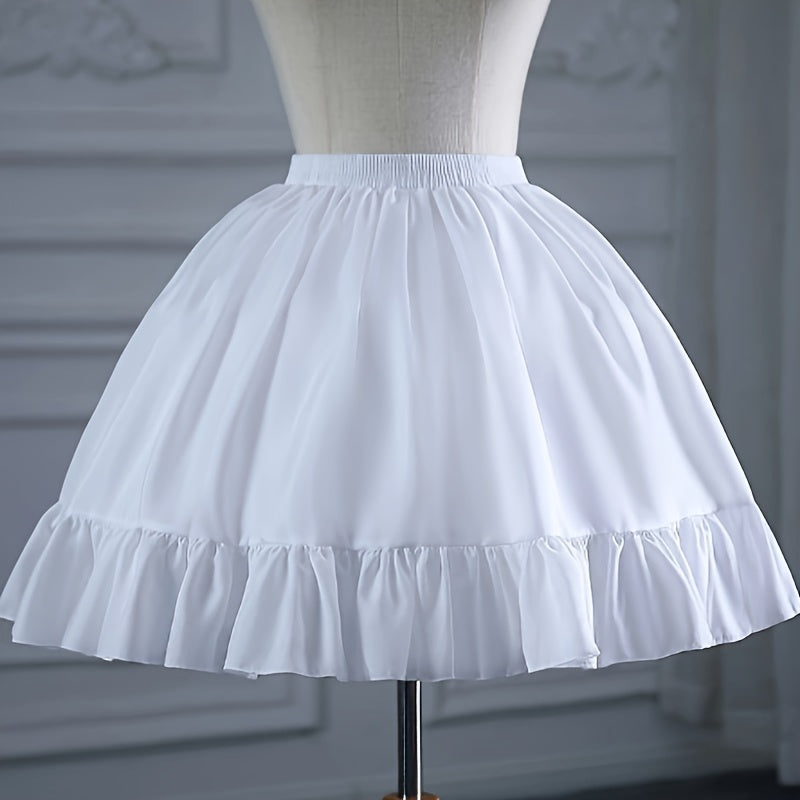 Black and White Lolita Petticoat with Steel Hoop Pleated Cloud Skirt for Women
