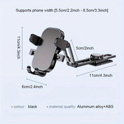 Car Phone Holder Aluminum Alloy Rotatable Scalable Square Dashboard Mount
