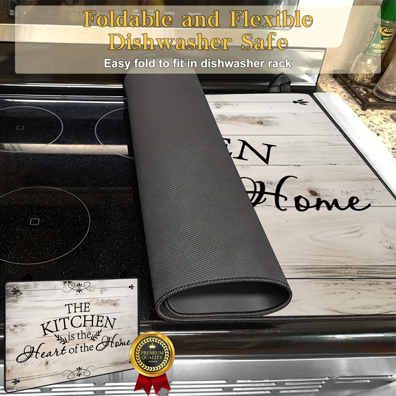 Wood Grain Stove Top Cover 28.5x20.5 Inches Heat Resistant Anti-Scratch Non-Slip Protector