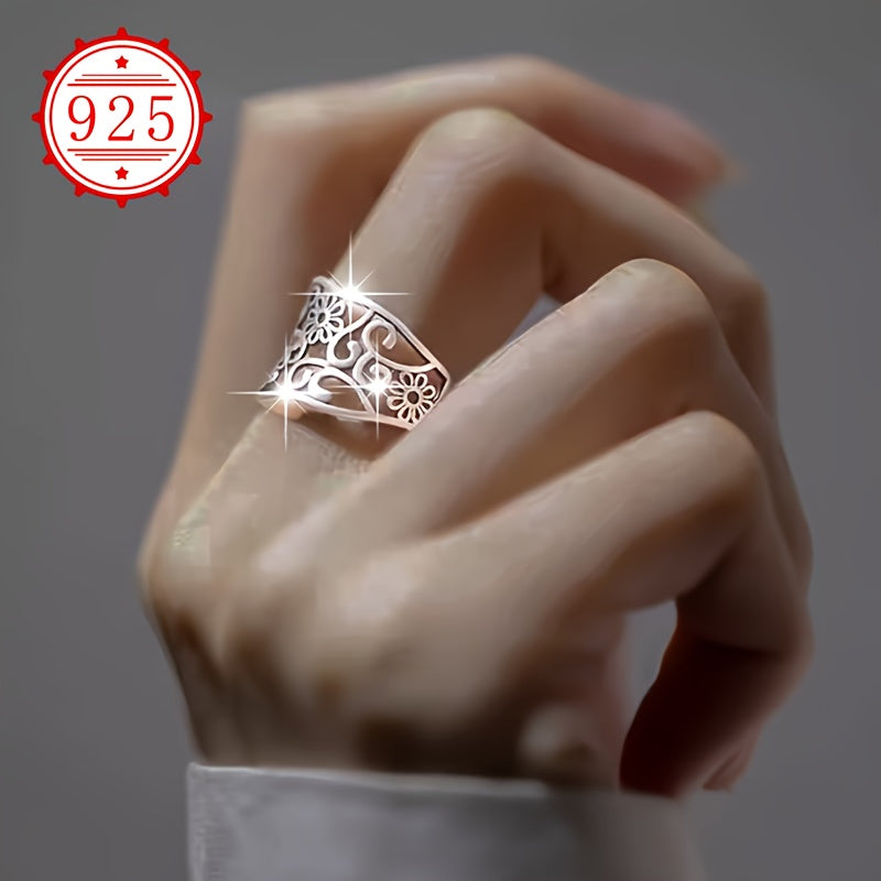 925 Kumush Gipoallergik Gulchambar Kesilgan Keng Uzuk Ayollar uchun sozlanadigan