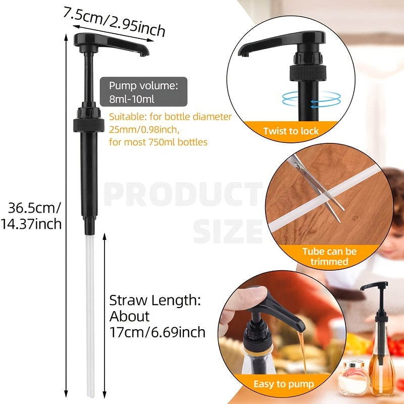 2 piezas de dispensador de bomba para botellas de jarabe de café, especias y aceite de 25.4 Oz