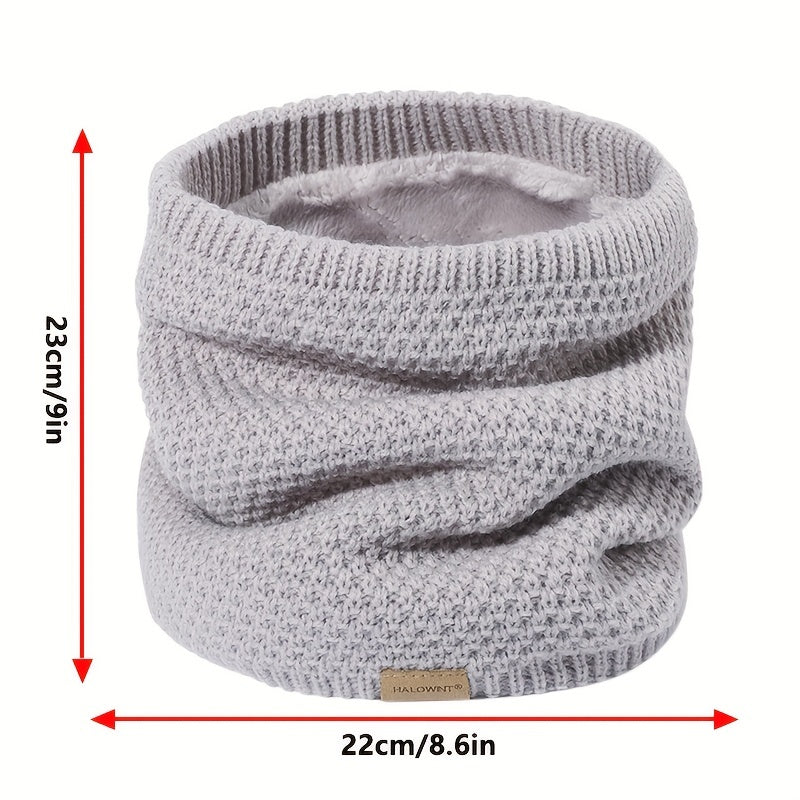 Black Knitted Fleece-Lined Scarf Windproof Neck Warmer for Skiing Cycling