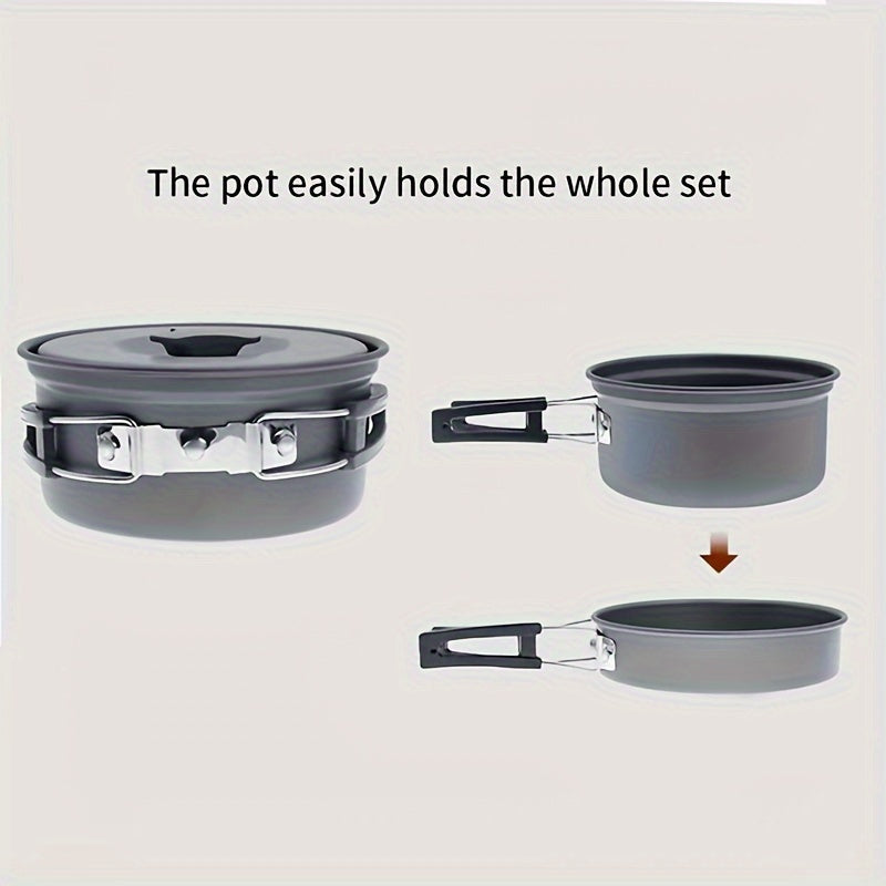 Outdoor Camping Cookware Set 8-Piece Aluminum Pots and Pans with Accessories