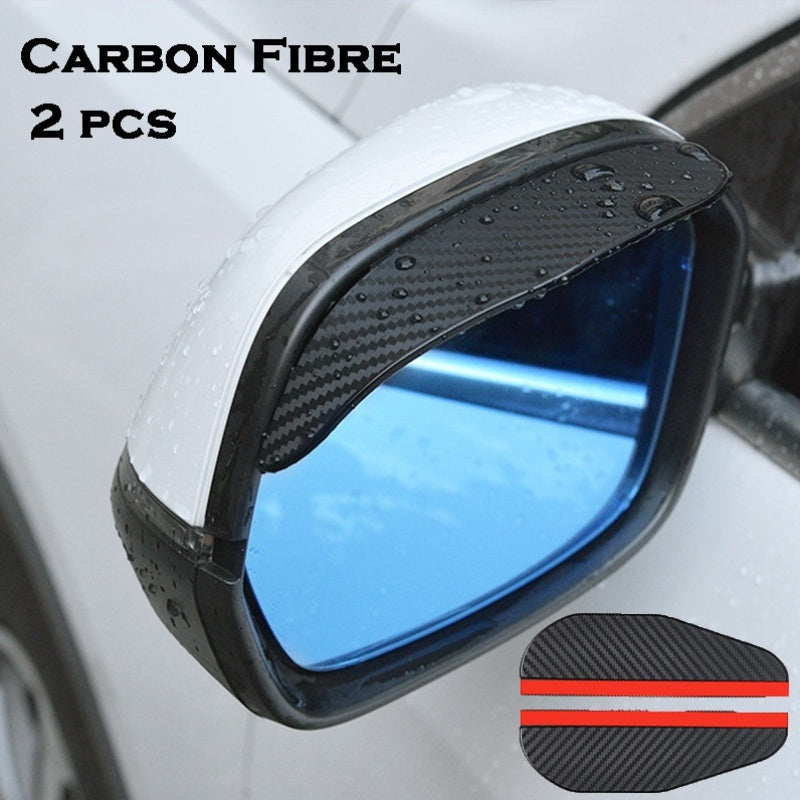 2pcs PVC Carbon Fiber Rearview Mirror Rain Guards Universal Sun Visor Shade