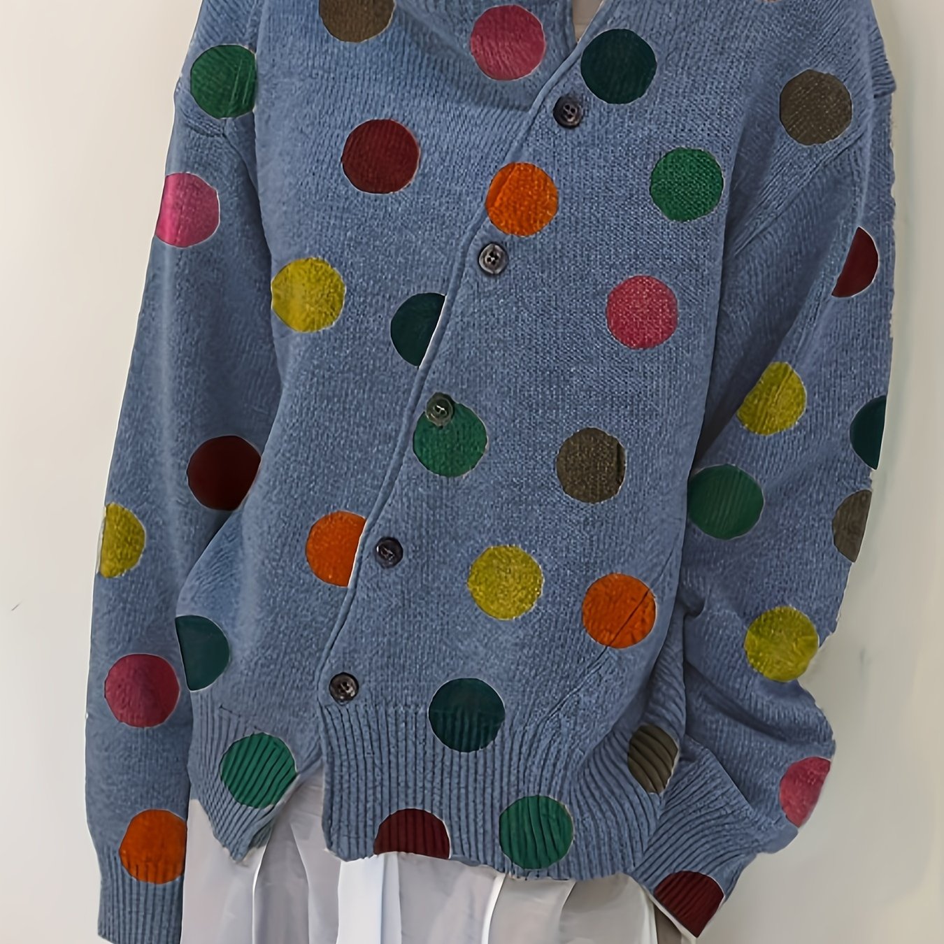 Ayollar uchun katta o'lchamli kruj neck pullover sviter rang blokli to'qilgan polyester