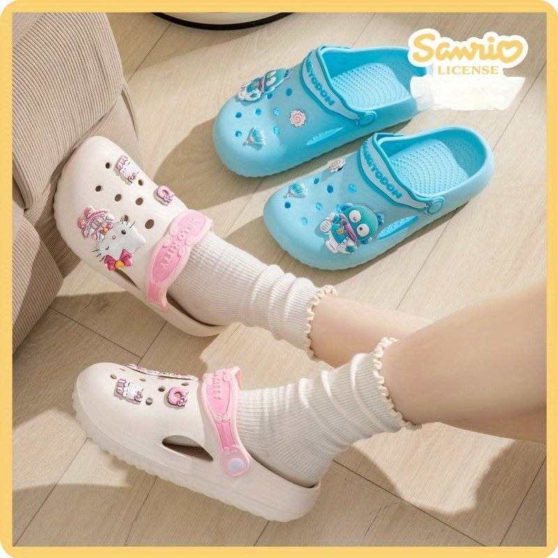 Girls EVA Slip-On Sandals with Cartoon Pattern for Outdoor Activities Ages 14 and Under