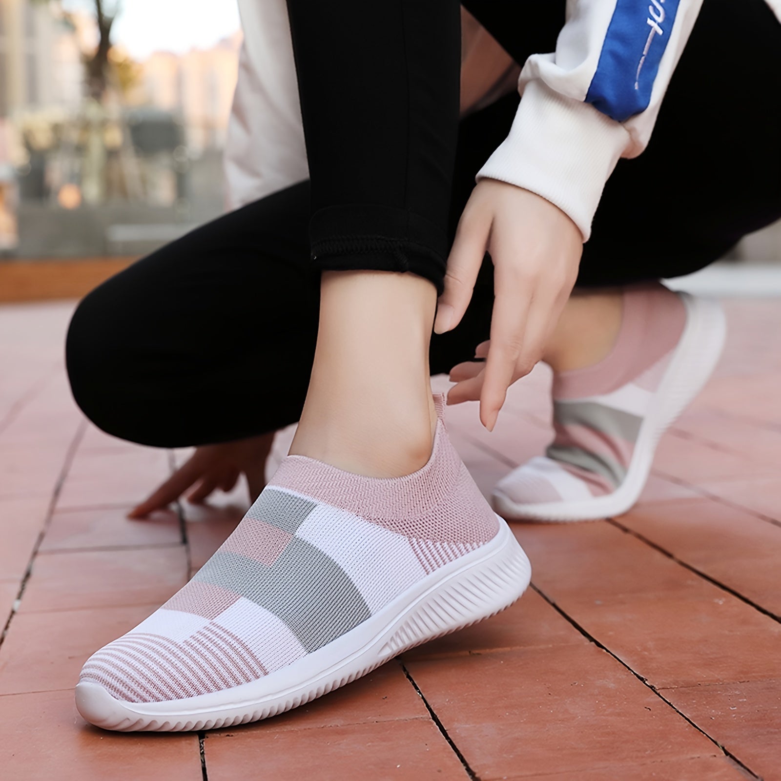 Women's Colorblock Slip-On Sneakers, Breathable Casual Walking Shoes
