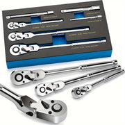 6-Piece Flex Head Ratchet Set Chrome Vanadium Steel 1/4 3/8 1/2 Inch