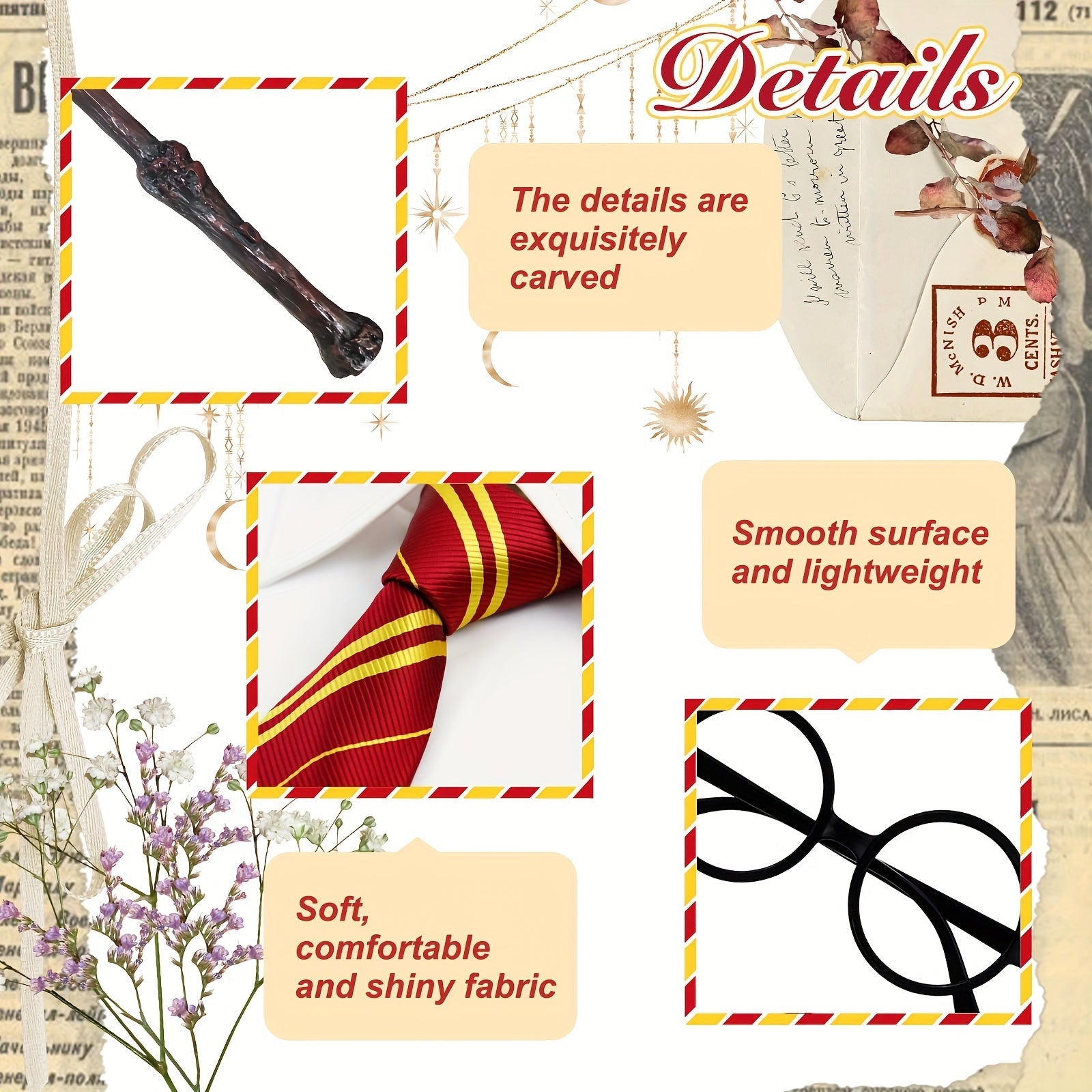 Vintage Wizard Kostyum Aksessuarlar to'plami 17 ta bo'lakni o'z ichiga oladi, Xellouin cosplay va partiyalar uchun