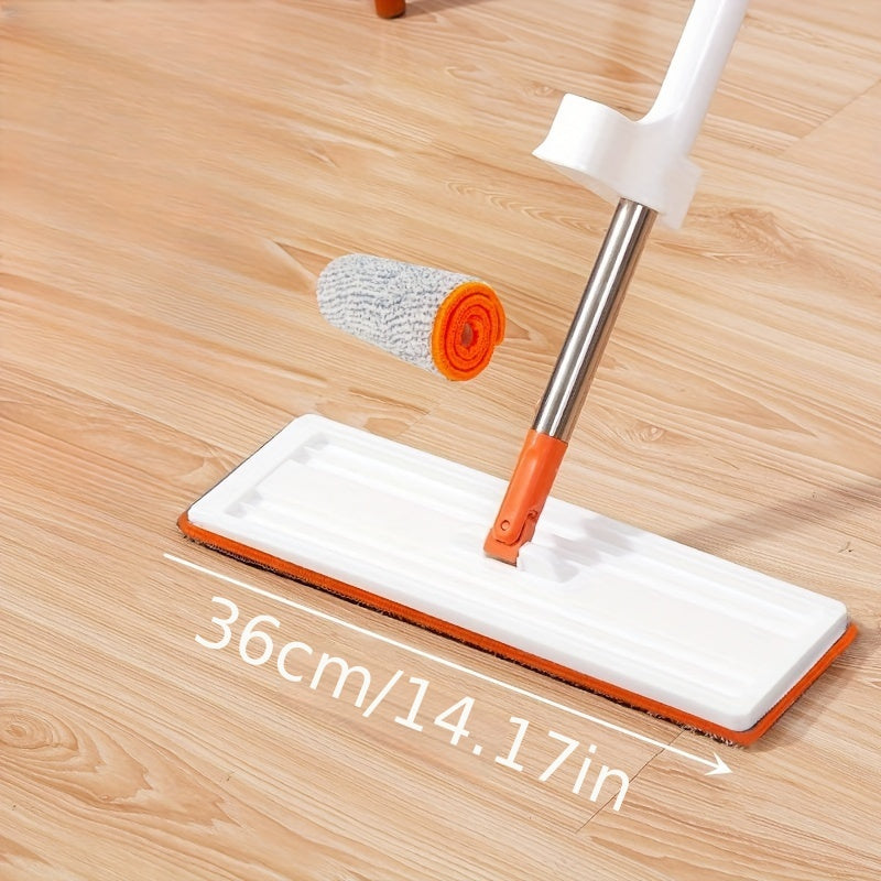 Flat Mop for Home Use, Rotating Design, Water Absorbing, Stainless Steel Pole