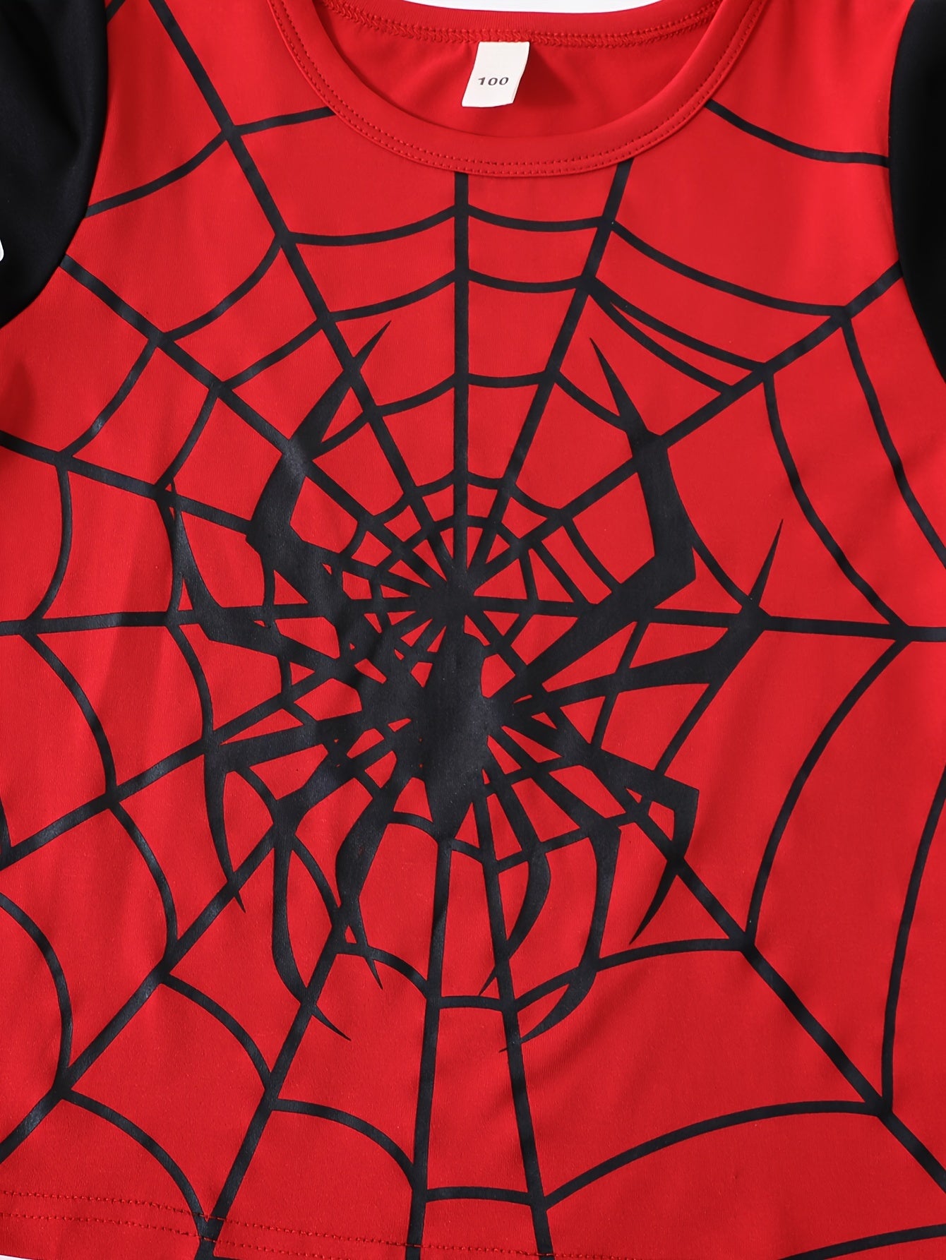 Kids Boys Short Sleeve Set with Spider Pattern Summer Casual Knit Fabric