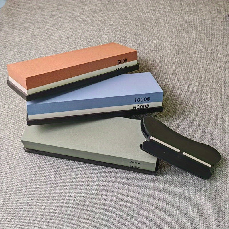 Afilador de cuchillos de cocina de doble cara con base antideslizante con pinza, piedra de aceite de 1000 grit