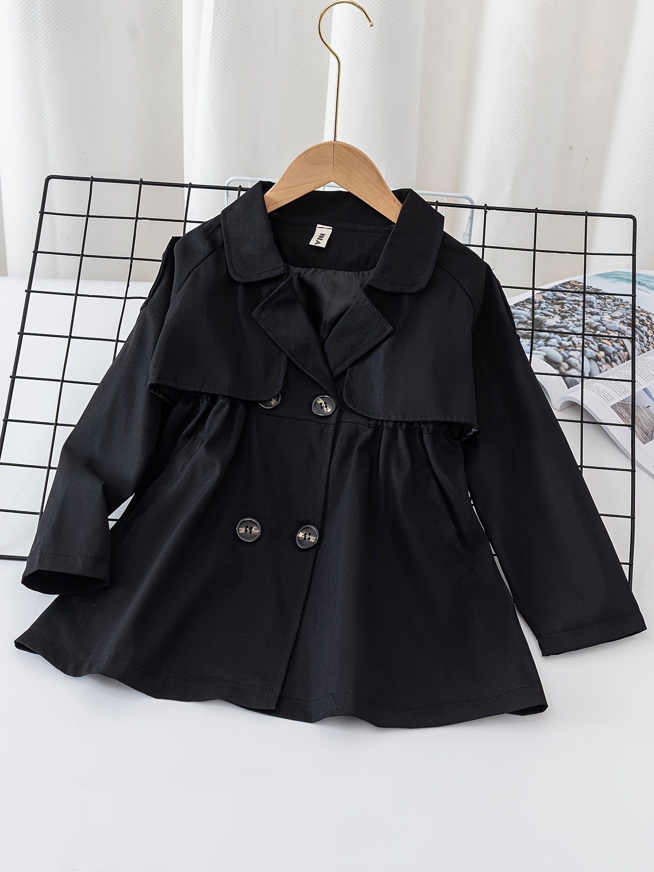 Girls Children's Windbreaker Jacket with Double Buttons for Spring and Autumn