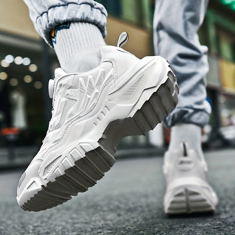 Men's Breathable Mesh Lace-Up Sneakers with TPU Sole for Anti-Skid Walking